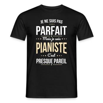 Je ne suis pas parfait mais je suis pianiste - T-shirt homme - noir - Devant - AI Model Male 178 light (178cm)