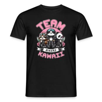 TEAM KAWAII-BIKER: PANDA, WASCHBÄR UND FAULTIER - Männer T-Shirt - Schwarz - Vorne - AI Model Male 178 light (178cm)