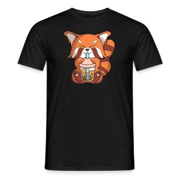 Süßer Kawaii Red Panda Boba Tea Bubble Tea Spaß - Männer T-Shirt - Schwarz - Vorne - AI Model Male 178 light (178cm)