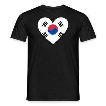 Cœur du drapeau de la Corée du Sud - T-shirt homme - noir - Devant - AI Model Male 178 light (178cm)