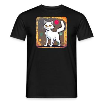 Stolze weiße Katze - Männer T-Shirt - Schwarz - Vorne - AI Model Male 178 light (178cm)