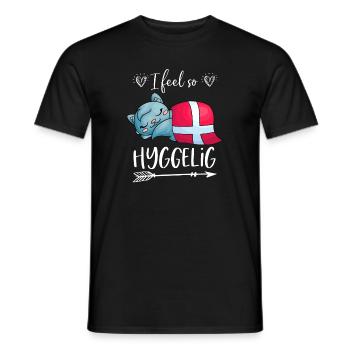 Danemark Vacances d'hiver Hyggelig Hygge chat chat - T-shirt homme - noir - Devant - AI Model Male 178 light (178cm)