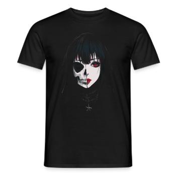 Skeletal Face Girl - Men's T-Shirt - black - Front - AI Model Male 178 light (178cm)
