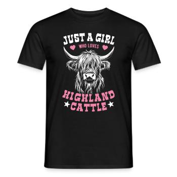 Juste une fille qui aime les bovins Highland - Spruch - T-shirt homme - noir - Devant - AI Model Male 178 light (178cm)