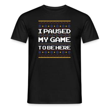 Ich habe mein Spiel angehalten, um hier zu sein - Christmas Xmas Gamer - Männer T-Shirt - Schwarz - Vorne - AI Model Male 178 light (178cm)