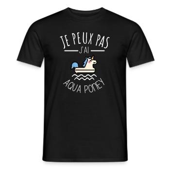 je peux pas j’ai aqua poney humour noël piscine - T-shirt homme - noir - Devant - AI Model Male 178 light (178cm)