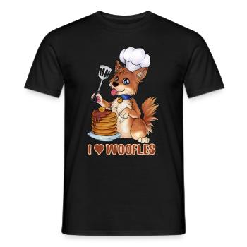 Woofle Waffeln Waffel Hund Bellen Pancakes Essen - Männer T-Shirt - Schwarz - Vorne - AI Model Male 178 light (178cm)