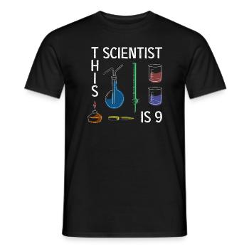 Scientist Birthday Nine Science - Men's T-Shirt - black - Front - AI Model Male 178 light (178cm)