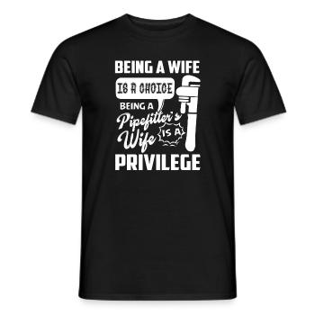 Pipefitter Being A Pipefitters Wife - Men's T-Shirt - black - Front - AI Model Male 178 light (178cm)