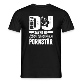 DJ Being A DJ Saved Me - Men's T-Shirt - black - Front - AI Model Male 178 light (178cm)