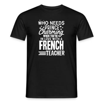 French Teacher In Love With French Teacher - Men's T-Shirt - black - Front - AI Model Male 178 light (178cm)