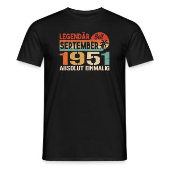 1951 September Vintage Geburtstagsgeschenk 1951 - Männer T-Shirt - Schwarz - Vorne - AI Model Male 178 light (178cm)