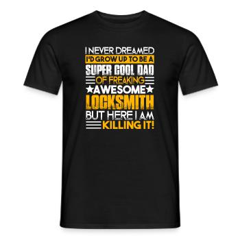 Locksmith Super Cool Locksmith Dad - Men's T-Shirt - black - Front - AI Model Male 178 light (178cm)