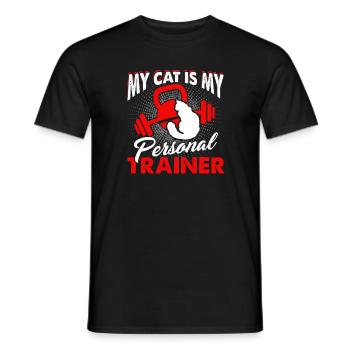 My Cat Is My Personal Trainer - Men's T-Shirt - black - Front - AI Model Male 178 light (178cm)