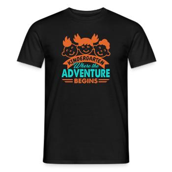 Kindergarten Teacher Where The Adventure Begins - Men's T-Shirt - black - Front - AI Model Male 178 light (178cm)