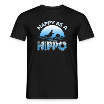Happy As A Hippo - Men's T-Shirt - black - Front - AI Model Male 178 light (178cm)