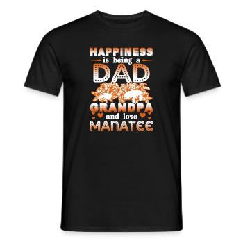 Happiness Is Being A Dad Grandpa And Love Manatee - Men's T-Shirt - black - Front - AI Model Male 178 light (178cm)