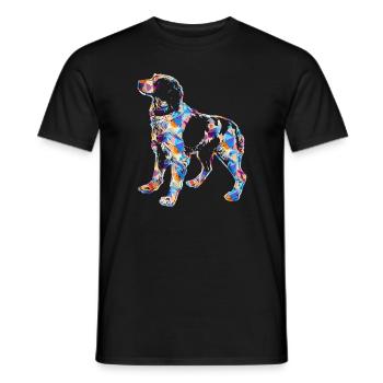 Brittany Spaniel Geometric - Men's T-Shirt - black - Front - AI Model Male 178 light (178cm)