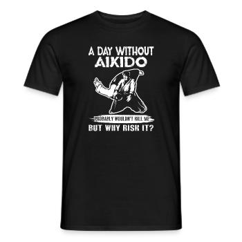 A Day Without Aikido - Men's T-Shirt - black - Front - AI Model Male 178 light (178cm)