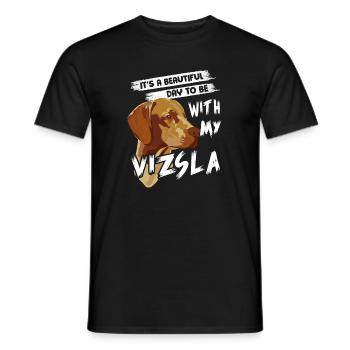 Beautiful Day With Vizsla - Men's T-Shirt - black - Front - AI Model Male 178 light (178cm)