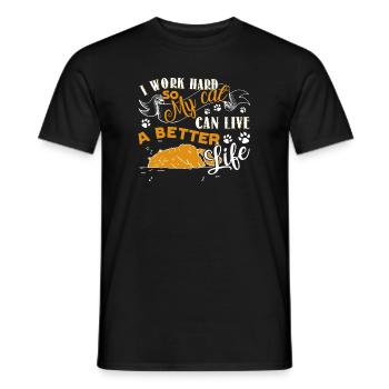 Cat Lover Give Better Life To My Cat - Men's T-Shirt - black - Front - AI Model Male 178 light (178cm)