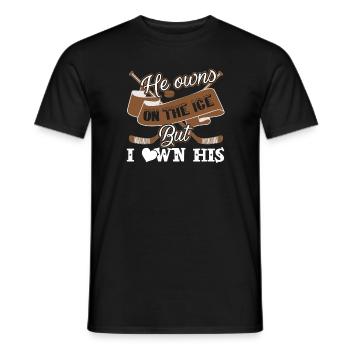 Hockey He Owns On The but I Own His - Men's T-Shirt - black - Front - AI Model Male 178 light (178cm)