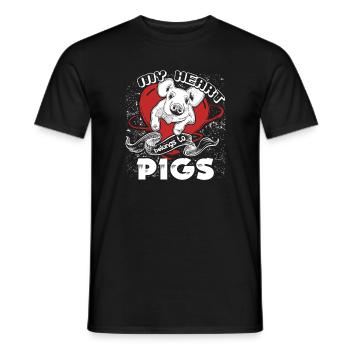 Pig My Heart Belongs To Pigs - Men's T-Shirt - black - Front - AI Model Male 178 light (178cm)