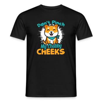 Shiba Inu Don't Pinch My Chubby Cheeks - Men's T-Shirt - black - Front - AI Model Male 178 light (178cm)
