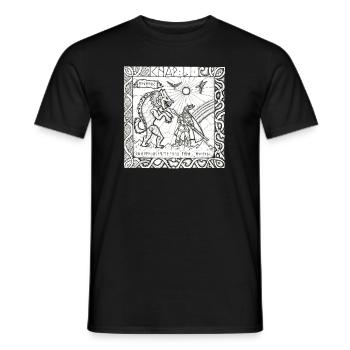 Le Dieu Odin contre le loup Fenrir - T-shirt homme - noir - Devant - AI Model Male 178 light (178cm)
