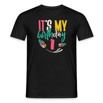 C'est mon anniversaire 1 an fête d'anniversaire - T-shirt homme - noir - Devant - AI Model Male 178 light (178cm)