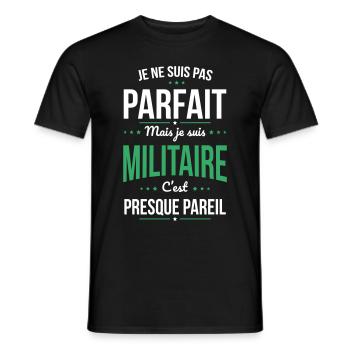 Je ne suis pas parfait mais je suis militaire - T-shirt homme - noir - Devant - AI Model Male 178 light (178cm)