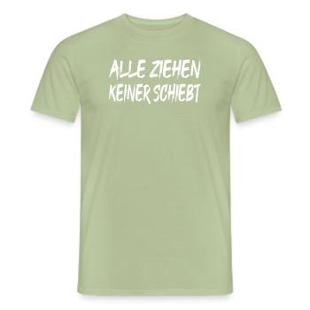 Alle Ziehen Keiner Schiebt Techno Hardtekk Tekk - Männer T-Shirt - Sage - Vorne - AI Model Male 178 light (178cm)