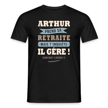 Arthur humour retraite cadeau retraité - T-shirt homme - noir - Devant - AI Model Male 178 light (178cm)