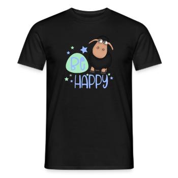 Black sheep - Be happy sheep - lucky charm - Men's T-Shirt - black - Front - AI Model Male 178 light (178cm)