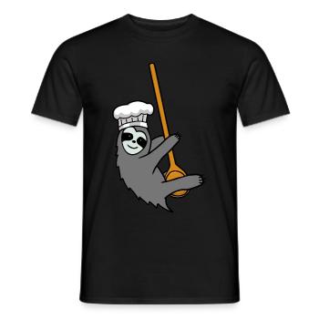 Fleißig Faultier Küche kochen Kochlöffel Hobbykoch - Männer T-Shirt - Schwarz - Vorne - AI Model Male 178 light (178cm)