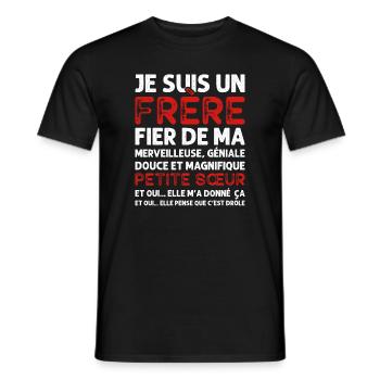 Frangin cadeau humour soeur pour frère - T-shirt homme - noir - Devant - AI Model Male 178 light (178cm)