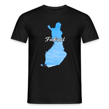 The map of Finland Suomi, blue color - Men's T-Shirt - black - Front - AI Model Male 178 light (178cm)