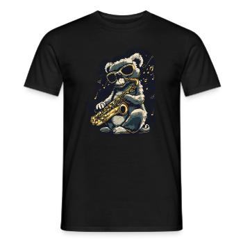 Koala mit Saxofon Cooler Jazz Musiker Grunge - Männer T-Shirt - Schwarz - Vorne - AI Model Male 178 light (178cm)