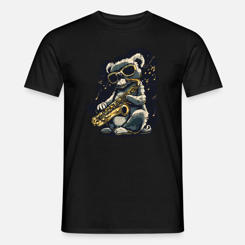 Koala mit Saxofon Cooler Jazz Musiker Grunge - Männer T-Shirt - Schwarz
