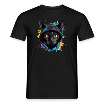Katzenkopf Schwarze Katze Bombay Happy Cat Katzen - Männer T-Shirt - Schwarz - Vorne - AI Model Male 178 light (178cm)