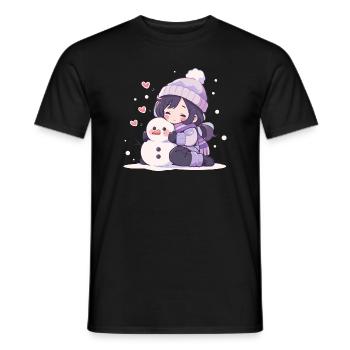 Süßer Weihnachts Schneemann Mädchen Winter-Design - Männer T-Shirt - Schwarz - Vorne - AI Model Male 178 light (178cm)