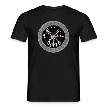 Weißer Wikinger Kompass Valhalla Vegvisir - Männer T-Shirt - Schwarz - Vorne - AI Model Male 178 light (178cm)