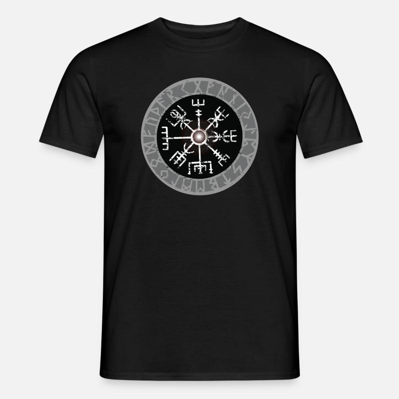Weißer Wikinger Kompass Valhalla Vegvisir - Männer T-Shirt - Schwarz