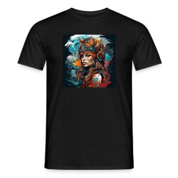 Wikinger Schildmaid im Kunst Design, Wikinger Fans - Männer T-Shirt - Schwarz - Vorne - AI Model Male 178 light (178cm)