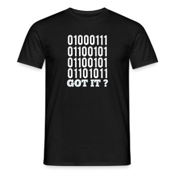 Binary code - Got it - Men's T-Shirt - black - Front - AI Model Male 178 light (178cm)