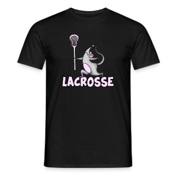 lacrosse lax lacrosse racket lacrosse mouse - Men's T-Shirt - black - Front - AI Model Male 178 light (178cm)