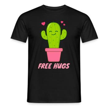 Free Hugs - Cute Cactus Hearts - Men's T-Shirt - black - Front - AI Model Male 178 light (178cm)