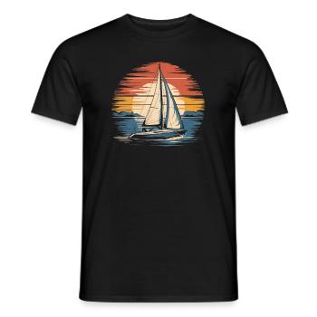 Retro Sailboat Vintage Sailing Skipper Sailor - Men's T-Shirt - black - Front - AI Model Male 178 light (178cm)