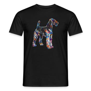 Airedale Terrier Geometrische Hemden - Männer T-Shirt - Schwarz - Vorne - AI Model Male 178 light (178cm)