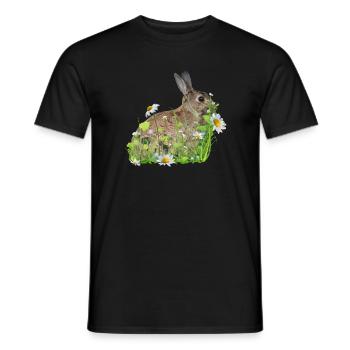 Fleurs blanches de lapin - T-shirt homme - noir - Devant - AI Model Male 178 light (178cm)